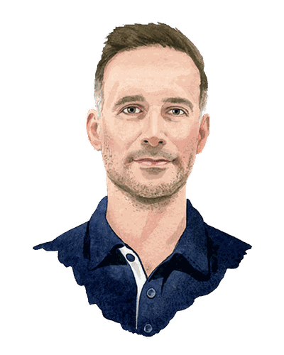 Watercolor portrait of Greg Baker