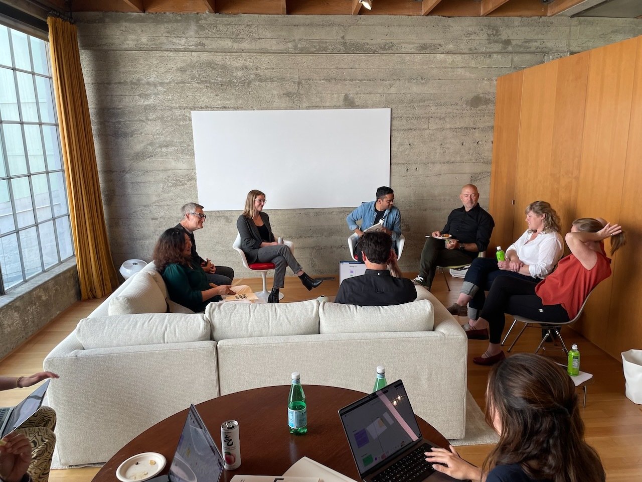 Small-group discussion in a seated configuration