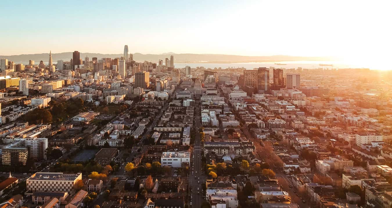 city landscape at sunset