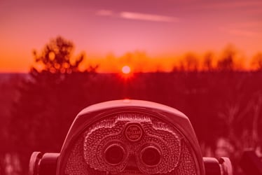 Viewer overlooking sunrise